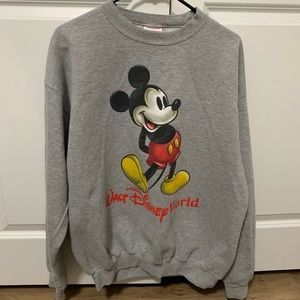 Vintage 80s 90s Mickey Mouse Walt Disney World White Crewneck Sweatshirt Sz XL